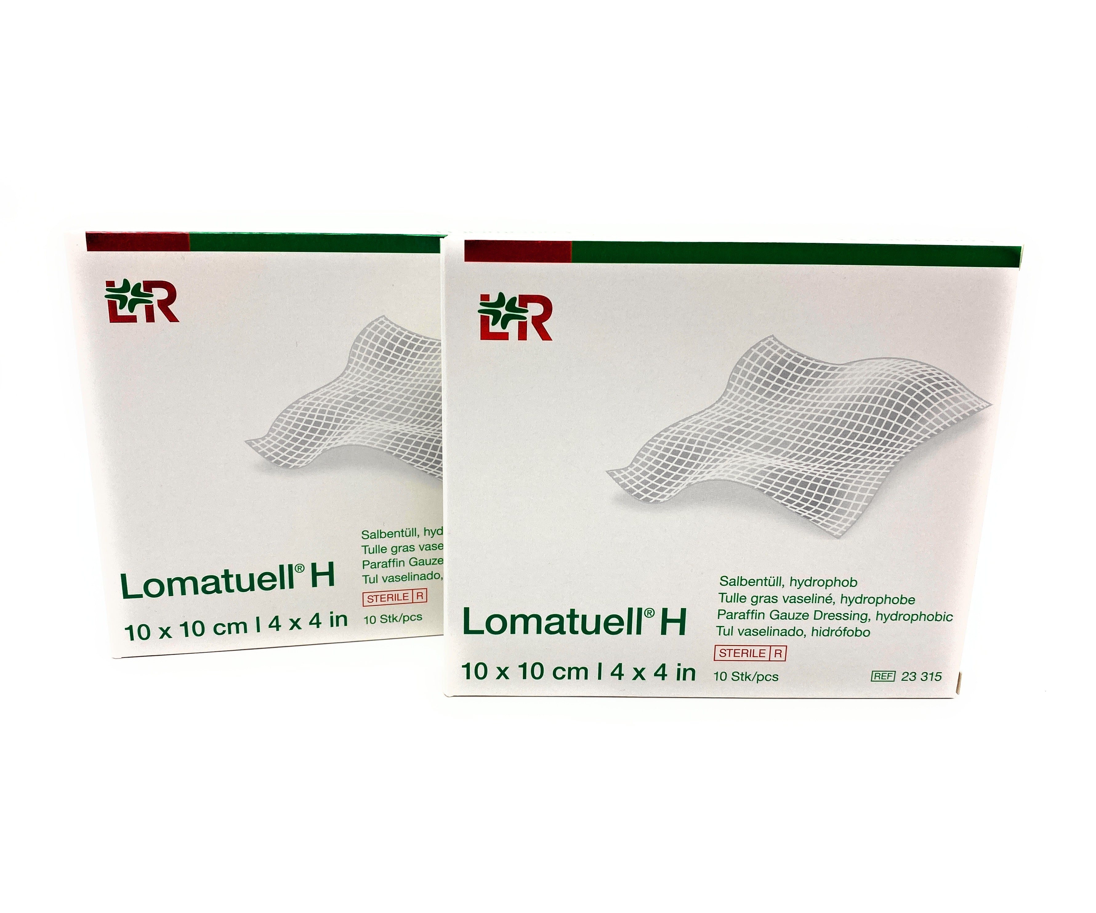 Lomatuell H 2er Pack | Salbentüll | 10cm x 10cm | Sterile | Hydrophob | 2x10 Stk