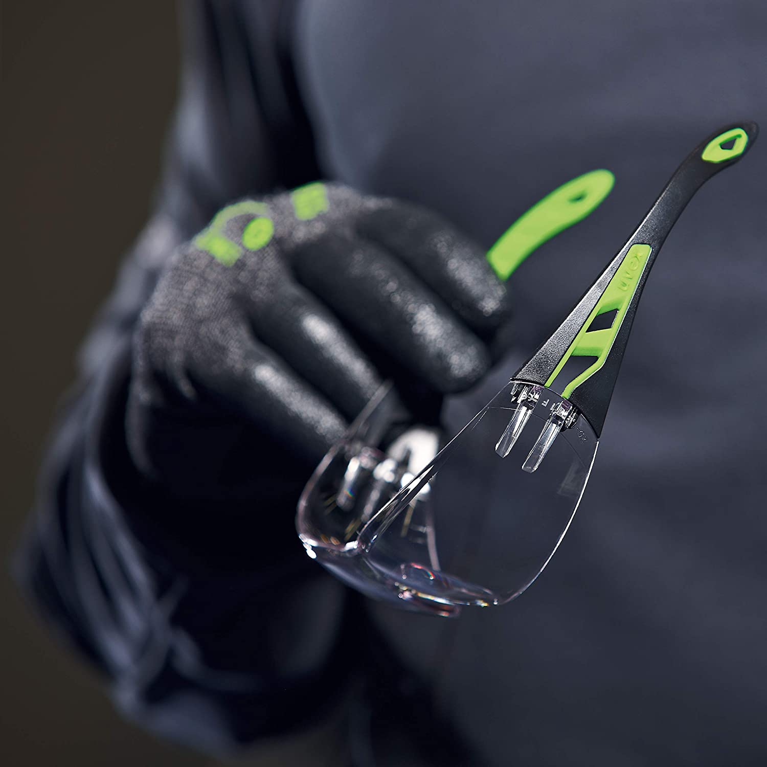 5 x Uvex Pheos Schutzbrille - Supravision Excellence - Transparent/Schwarz-Grün