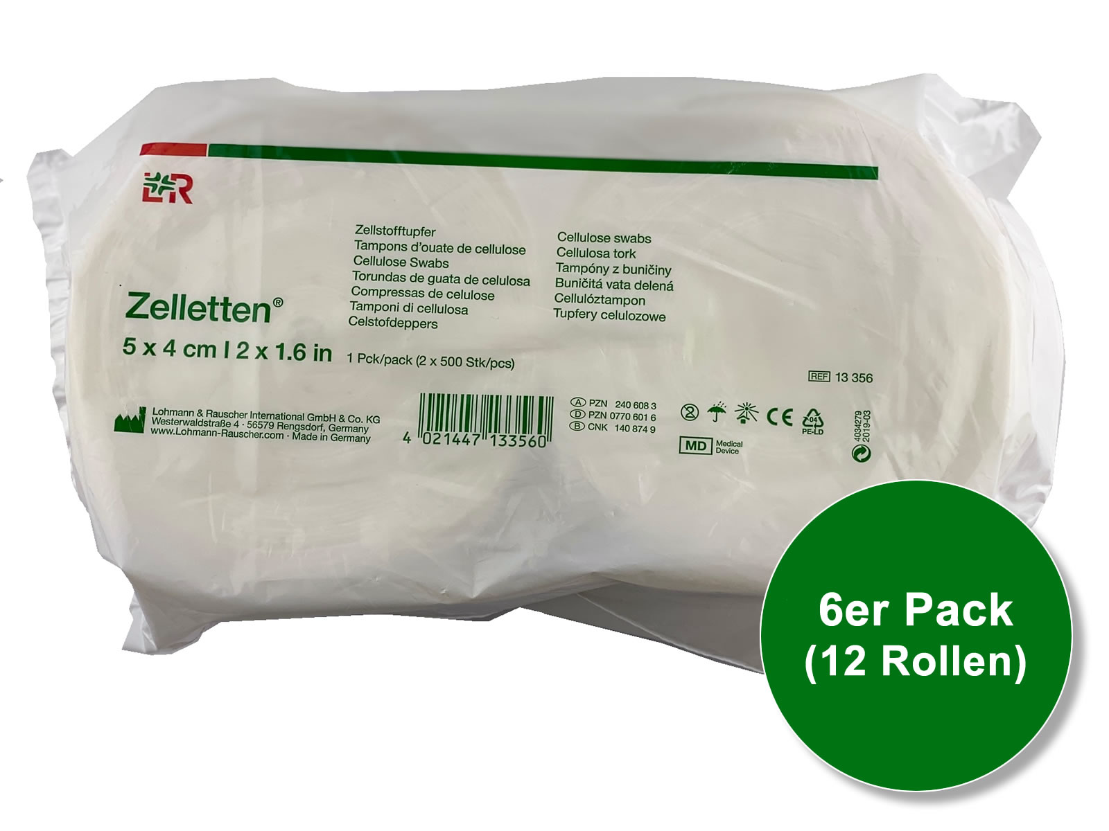 Zelletten Zellstofftupfer (6.000 Stück / 5 x 4 cm) - Lohmann & Rauscher REF 13356