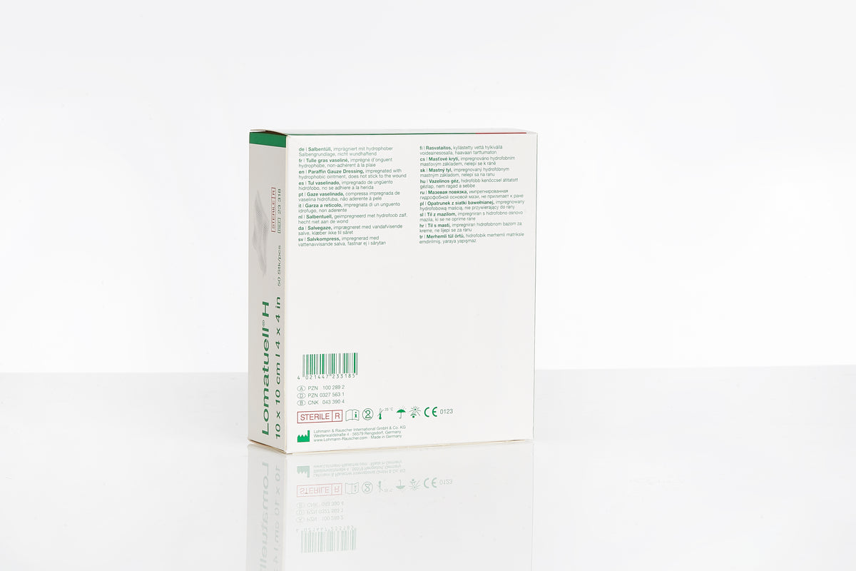 Lomatuell H Salbentüll 10 x 10 cm (50 Stück / sterile / hydrophob) - Lohmann & Rauscher REF 400361