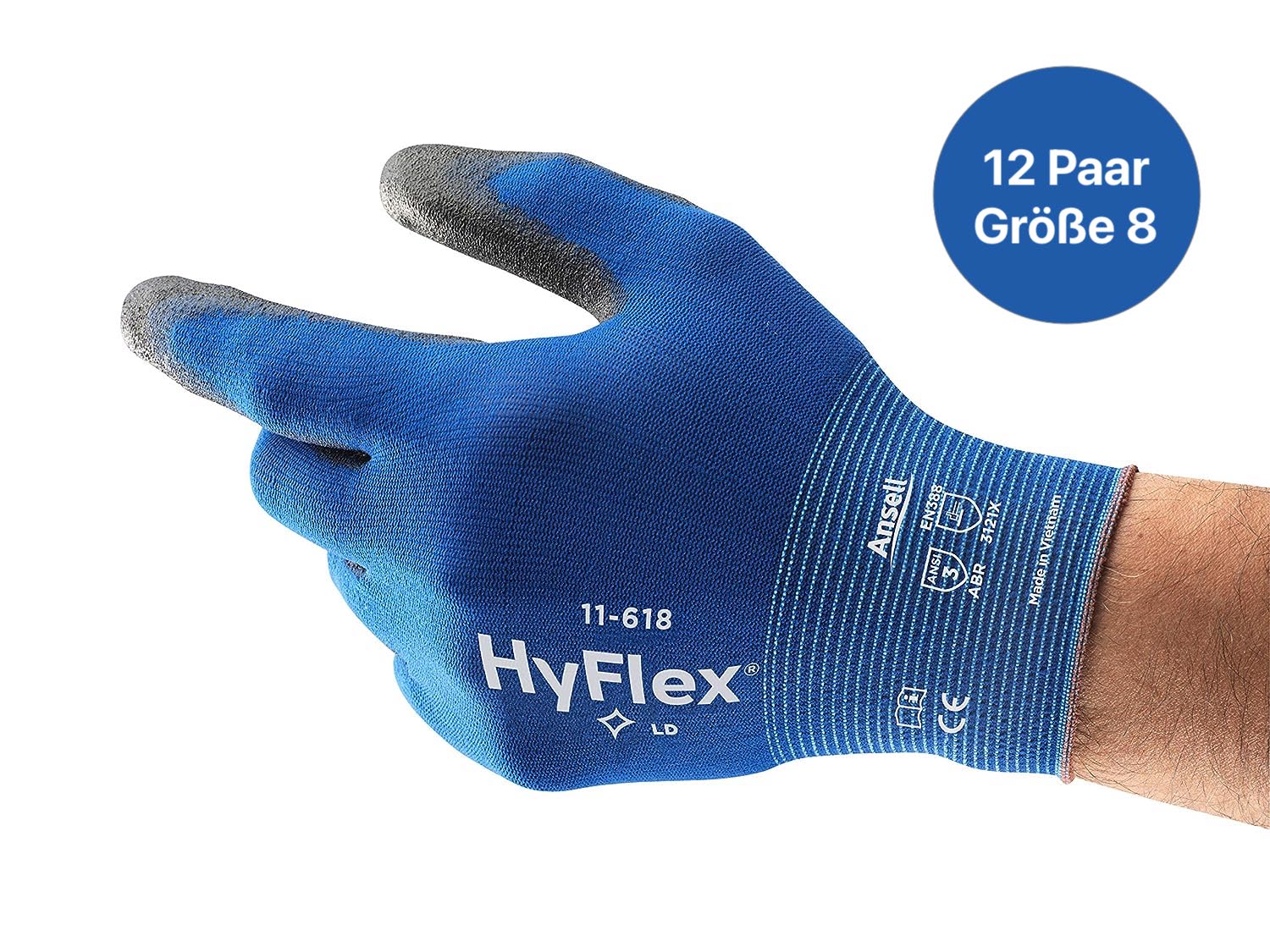 Ansell HyFlex® 11-618 Montage-Arbeitshandschuhe (12 Paar / Größe 8) - Ansell REF 11-618