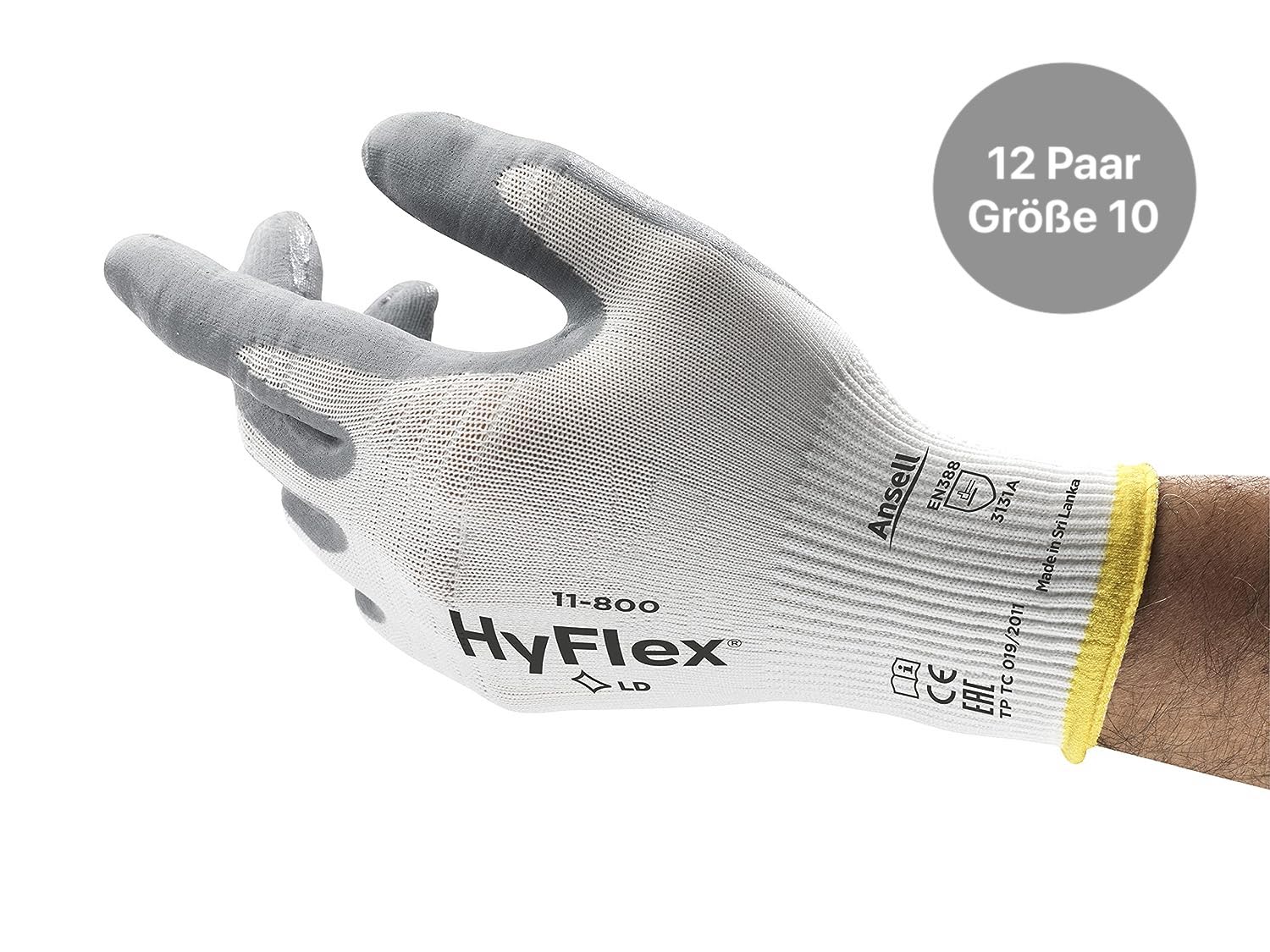 Ansell HyFlex® 11-800 Montage-Arbeitshandschuhe (12 Paar / Größe 10) - Ansell REF 11-800