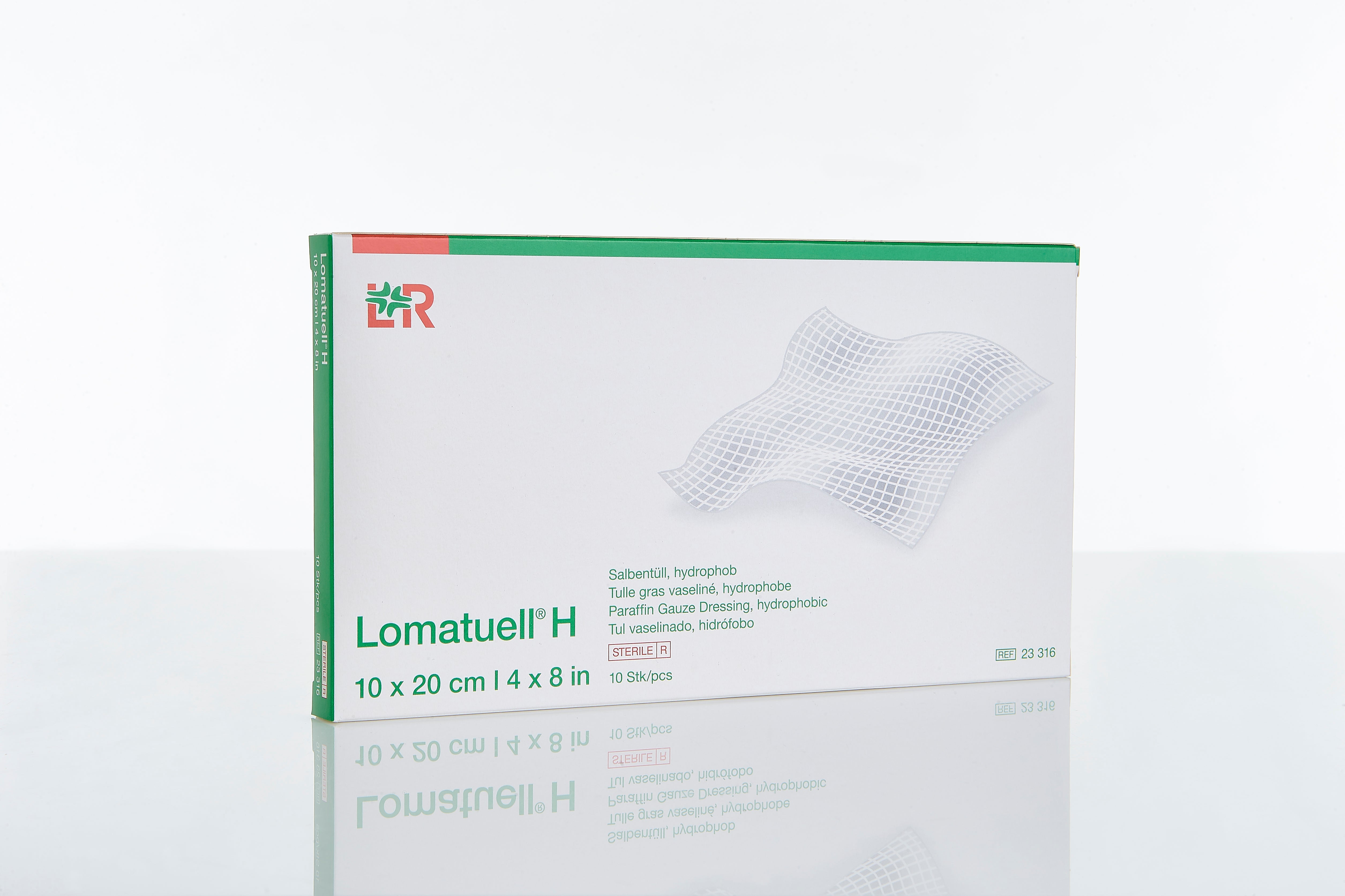 Lomatuell H Salbentüll 10 x 20 cm (10 Stück / sterile / hydrophob) - Lohmann & Rauscher REF 23316 - MHD 2026-01