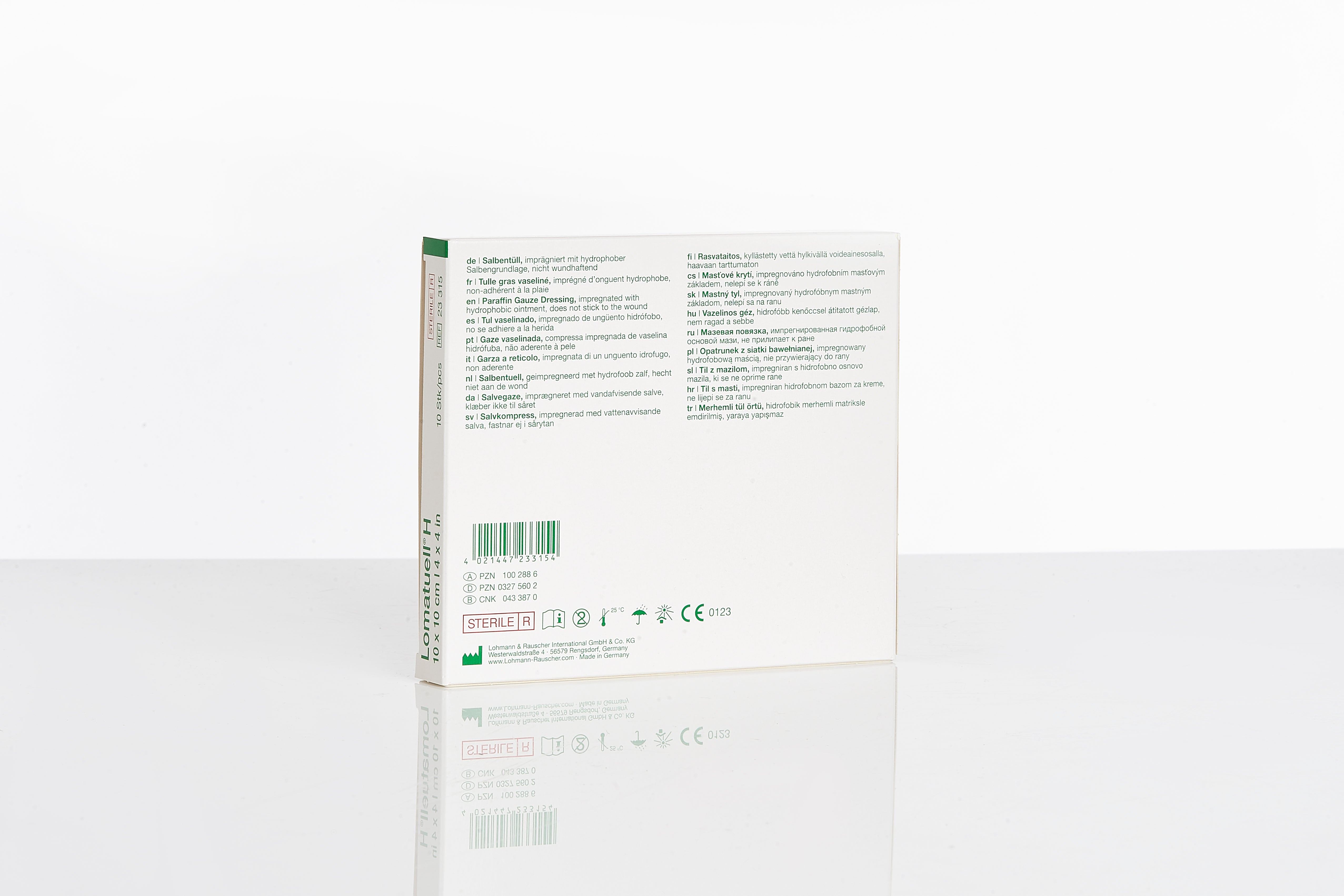 Lomatuell H Salbentüll 10 x 10 cm (10 Stück / sterile / hydrophob) - Lohmann & Rauscher REF 23315
