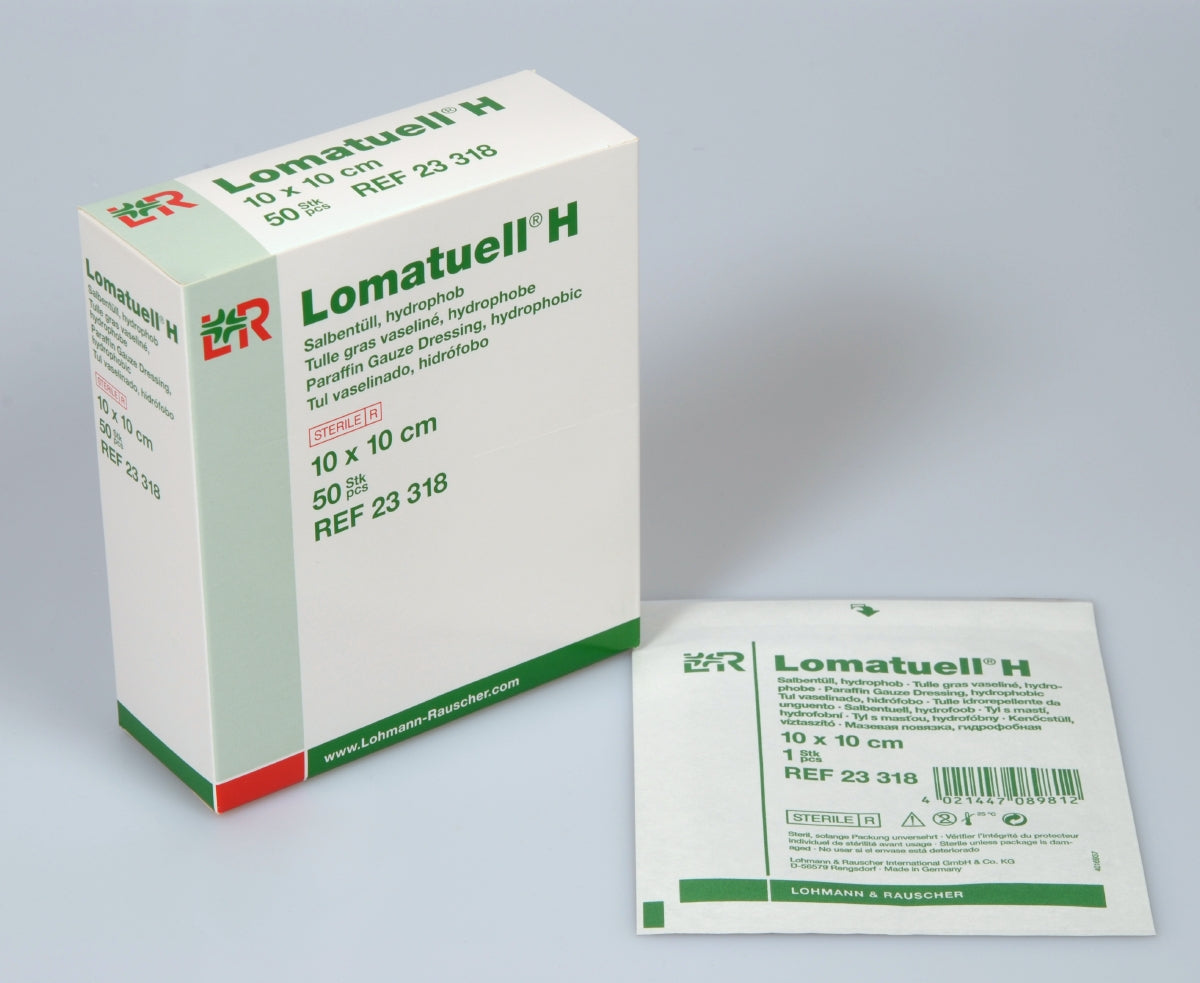 Lomatuell H Salbentüll 10 x 10 cm (50 Stück / sterile / hydrophob) - Lohmann & Rauscher REF 23318