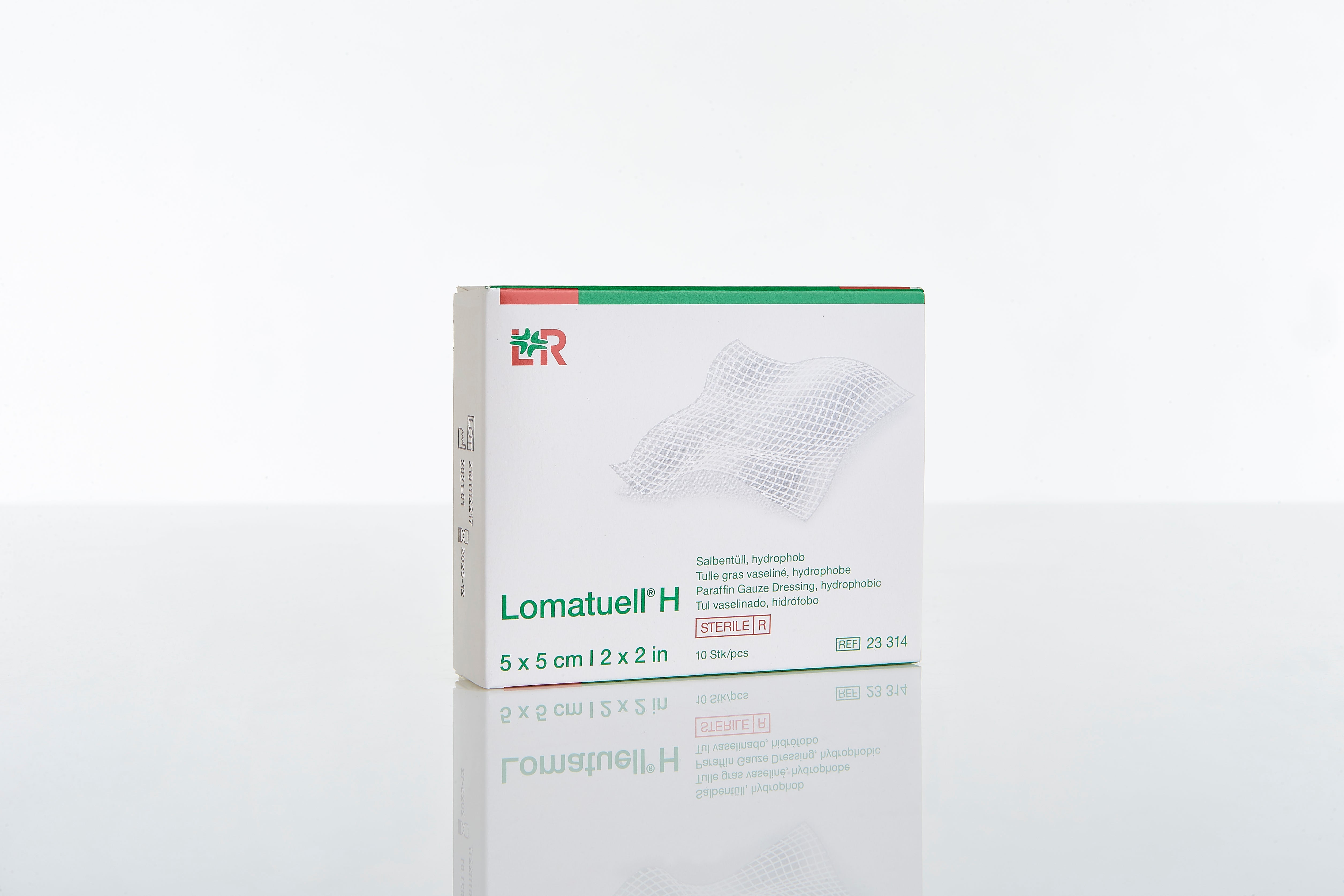 Lomatuell H Salbentüll 5 x 5 cm (10 Stück / sterile / hydrophob) - Lohmann & Rauscher REF 23314