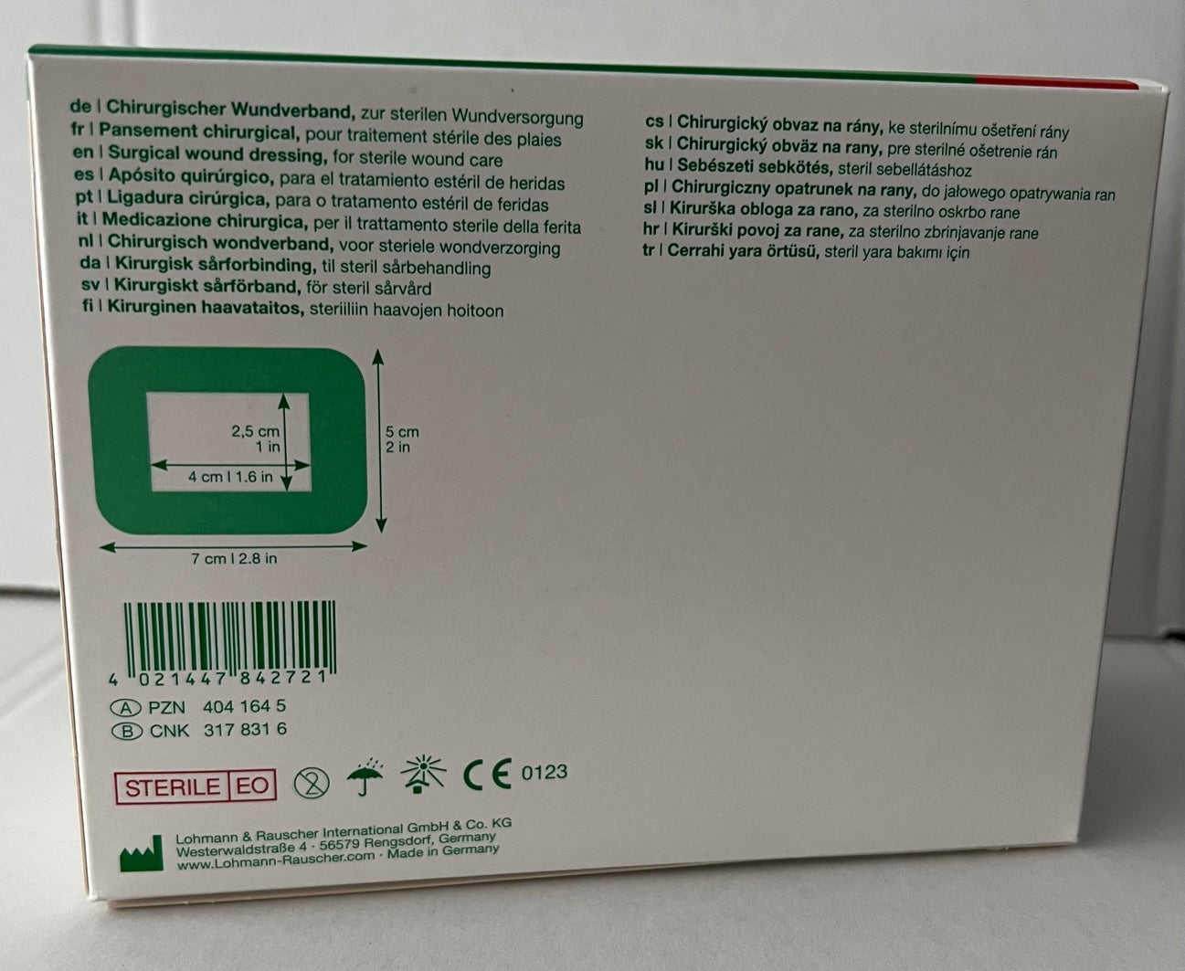 Curapor Wundverband steril 7 x 5 cm (100 Stück) - Lohmann & Rauscher REF 32912