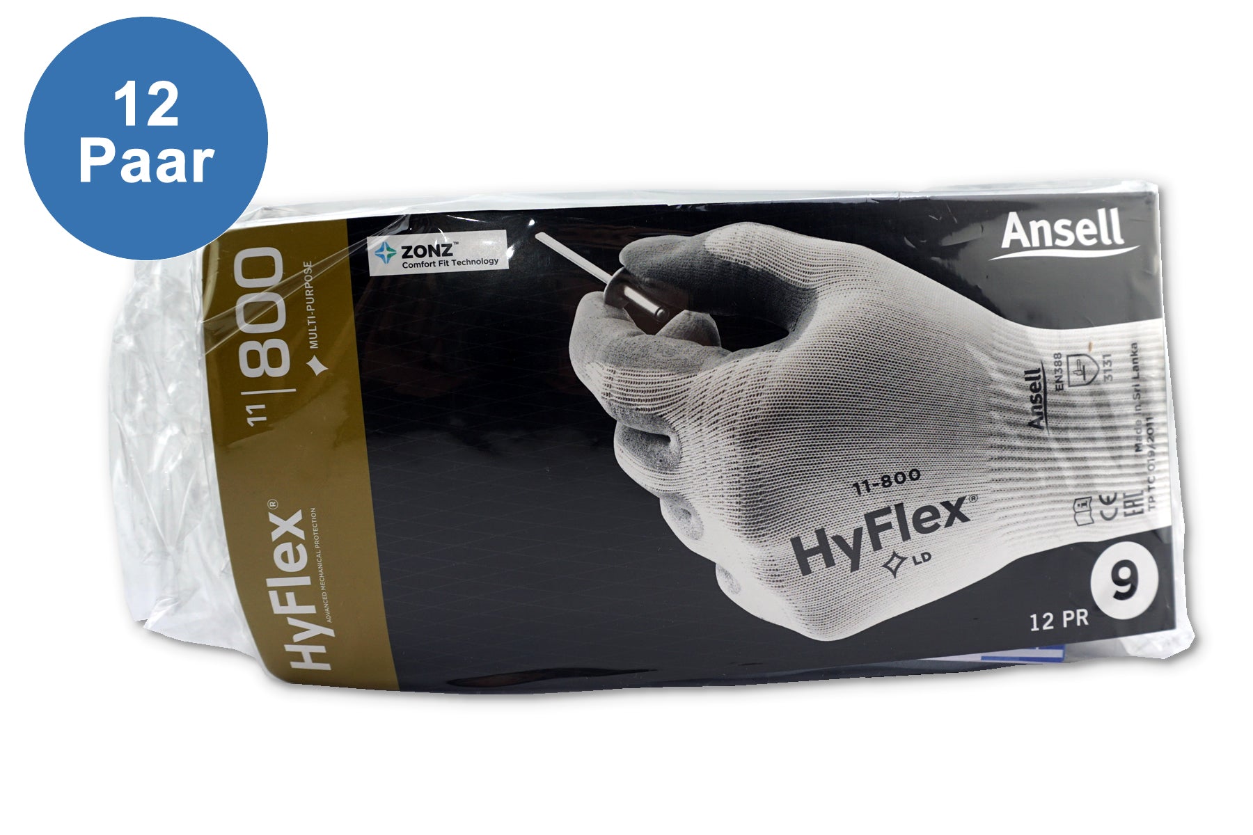 Ansell HyFlex® 11-800 Montage-Arbeitshandschuhe (12 Paar / Größe 10) - Ansell REF 11-800