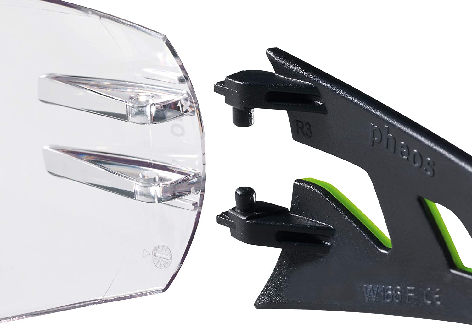5 x Uvex Pheos Schutzbrille - Supravision Excellence - Transparent/Schwarz-Grün