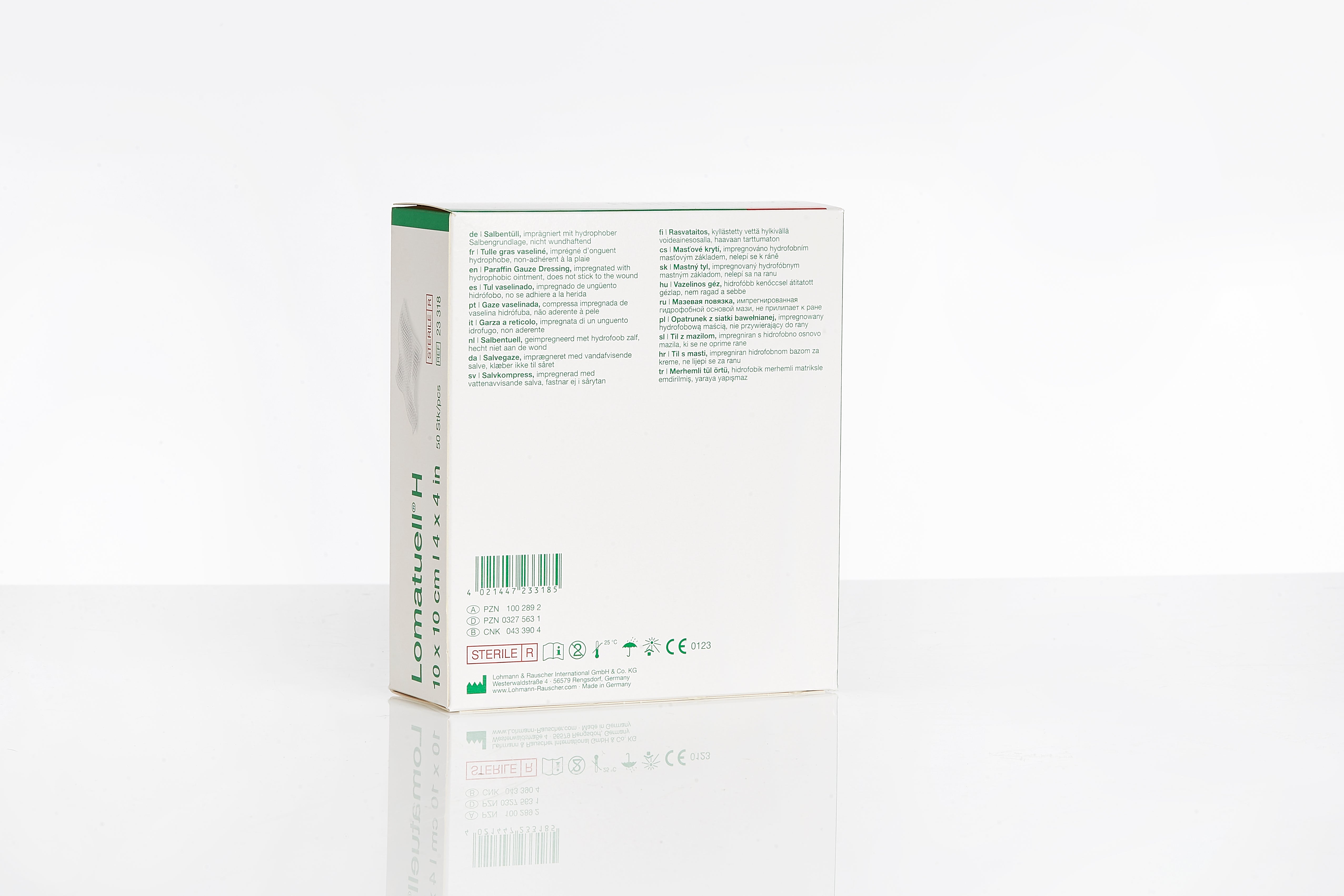Lomatuell H Salbentüll 10 x 10 cm (50 Stück / sterile / hydrophob) - Lohmann & Rauscher REF 400361