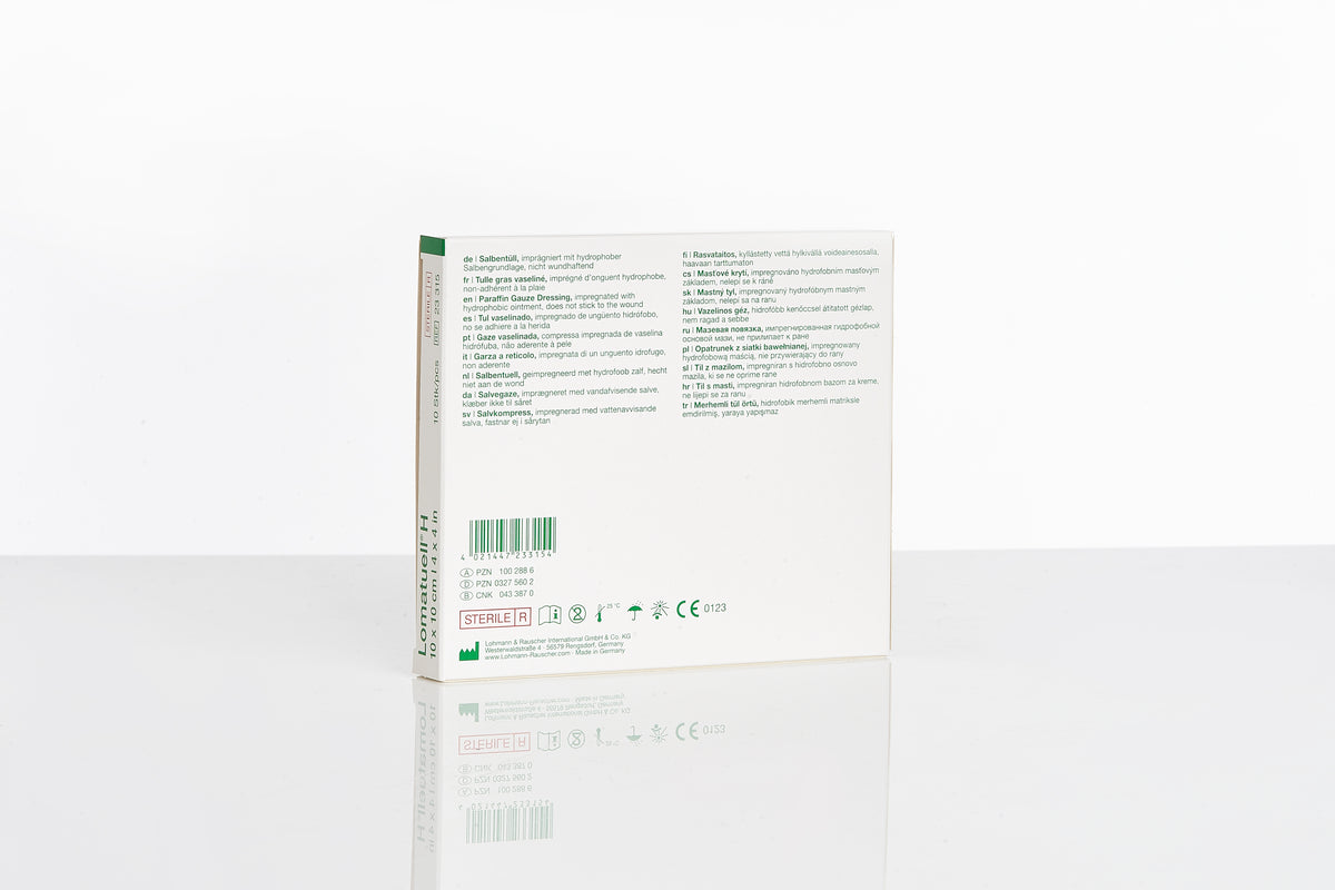 Lomatuell H Salbentüll 10 x 10 cm (10 Stück / sterile / hydrophob) - Lohmann & Rauscher REF 400358