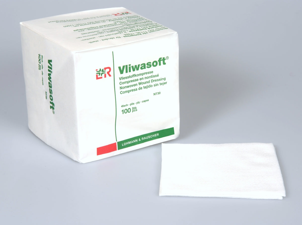 Vliwasoft Vlieskompresse 10 x 10 cm unsteril (100 Stück / 4fach) - Lohmann & Rauscher REF 12064